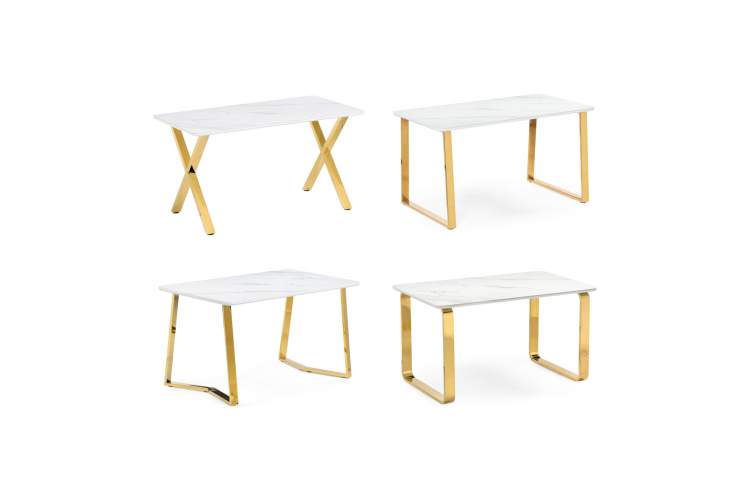 Керамический стол Селена 1 180х90х77 белый мрамор / золото-8