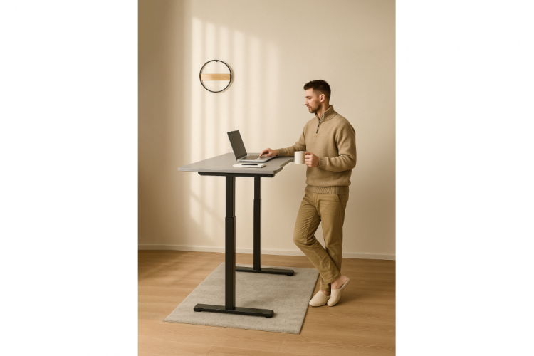 Компьютерный стол Маркос 140х80 светло-серый / черный-14