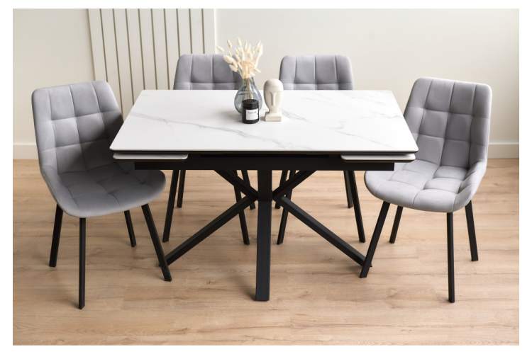 Керамический стол Старлайт 120(180)х80 snow alpin / черный-1