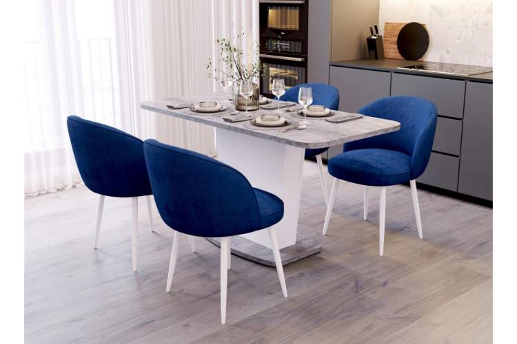 Стол деревянный Комфорт цемент светлый / белый-1