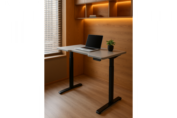 Компьютерный стол Маркос 140х80 светло-серый / черный-2