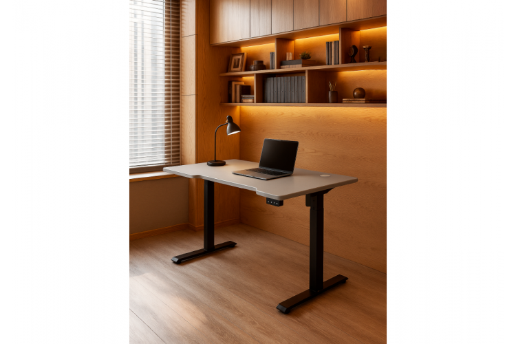 Компьютерный стол Маркос 140х80 светло-серый / черный-1