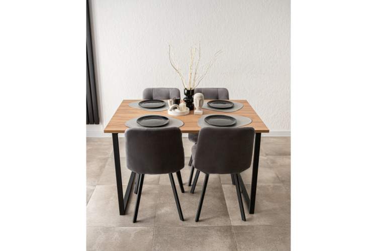 Стол деревянный Лиман 117 х 77 дуб крафт золотой / черный матовый-1