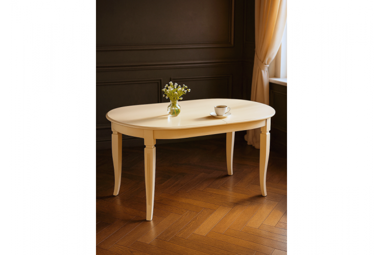 Стол деревянный Aviano овальный слоновая кость-1