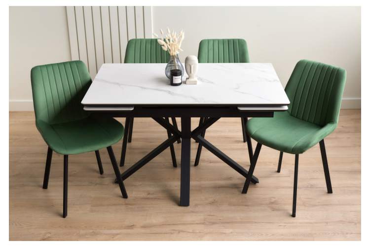 Керамический стол Старлайт 120(180)х80 snow alpin / черный-2