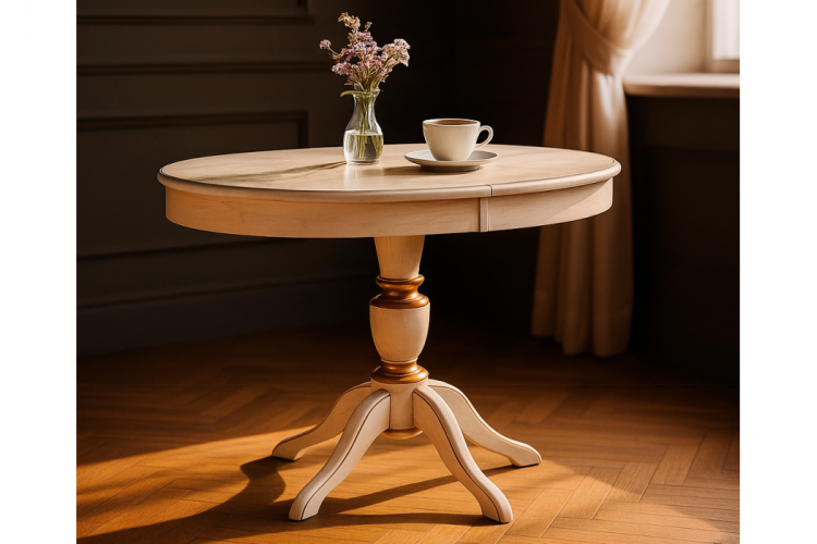 Стол деревянный Arno молочный с золотой патиной-2