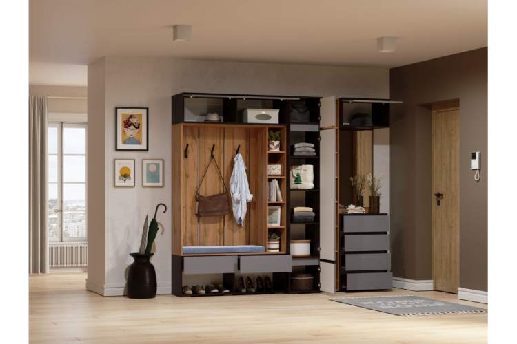 Шкаф Роут малый венге / графит софт-1