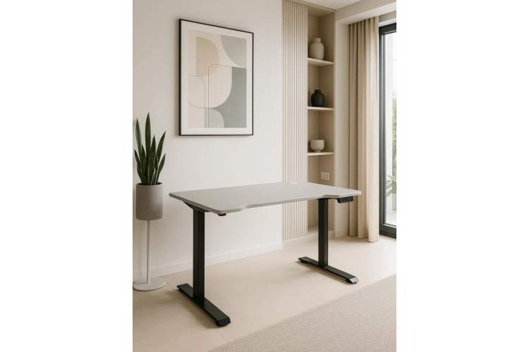 Компьютерный стол Маркос 140х80 светло-серый / черный-3