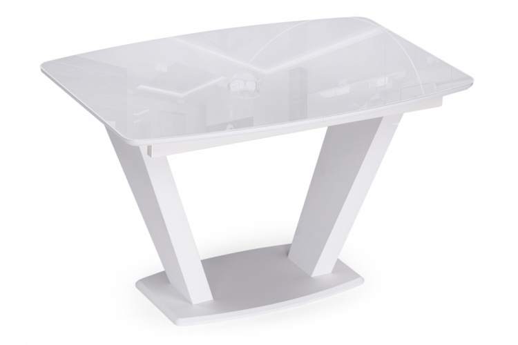 Стол стеклянный Петир 120(160)х80 ультра белый / белый / камень белый