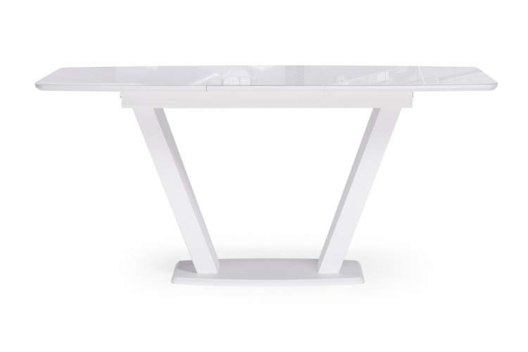 Стол стеклянный Петир 120(160)х80 ультра белый / белый / камень белый-4
