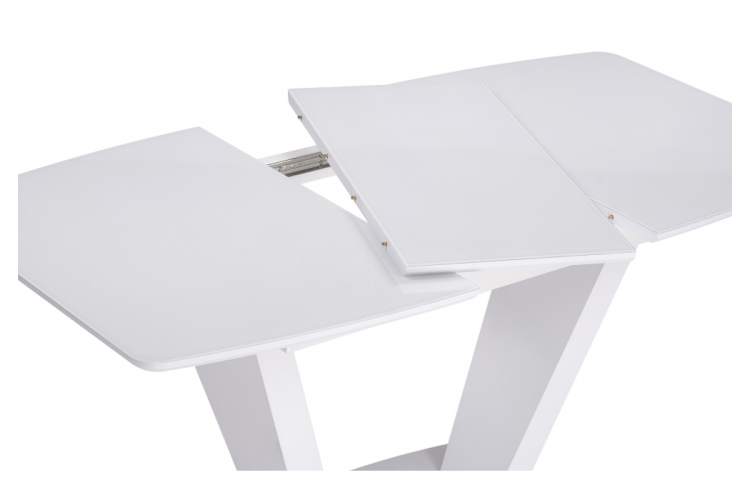 Стол стеклянный Петир 120(160)х80 ультра белый / белый / камень белый-6
