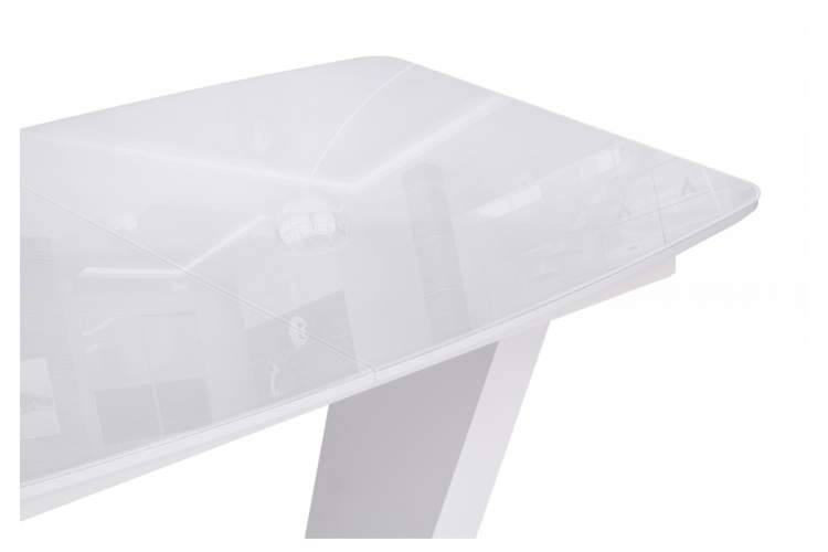 Стол стеклянный Петир 120(160)х80 ультра белый / белый / камень белый-7