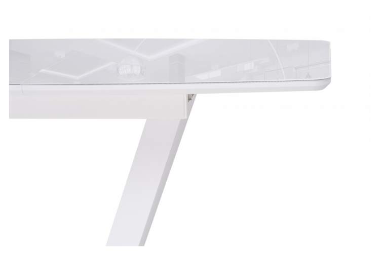 Стол стеклянный Петир 120(160)х80 ультра белый / белый / камень белый-8