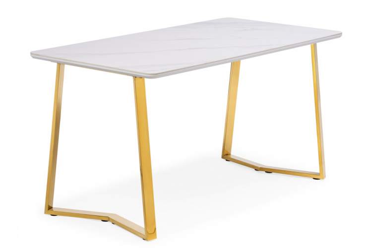 Керамический стол Селена 1 180х90х77 белый мрамор / золото