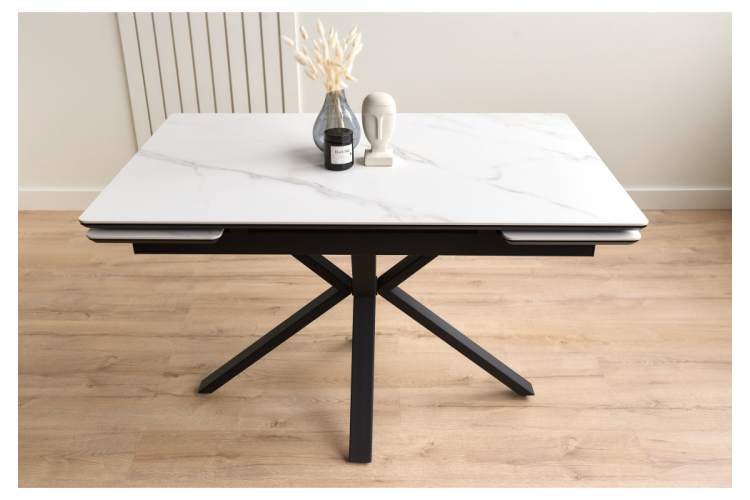 Керамический стол Старлайт 120(180)х80 snow alpin / черный-8