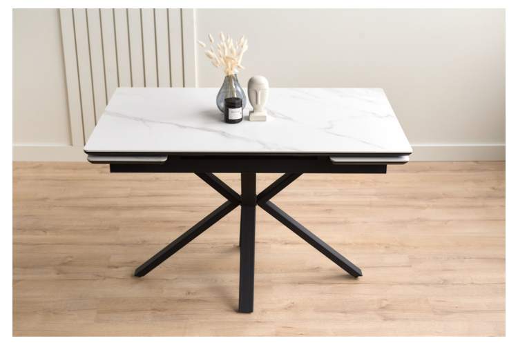 Керамический стол Старлайт 120(180)х80 snow alpin / черный-9