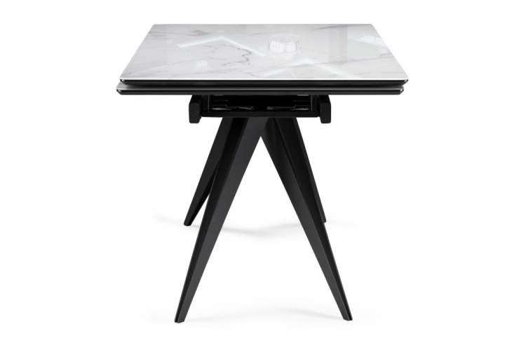 Стол стеклянный Дарвин 140(200)х80 белый мрамор / черный-4