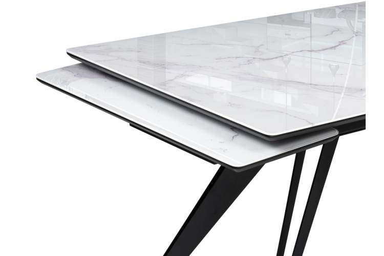 Стол стеклянный Дарвин 140(200)х80 белый мрамор / черный-6