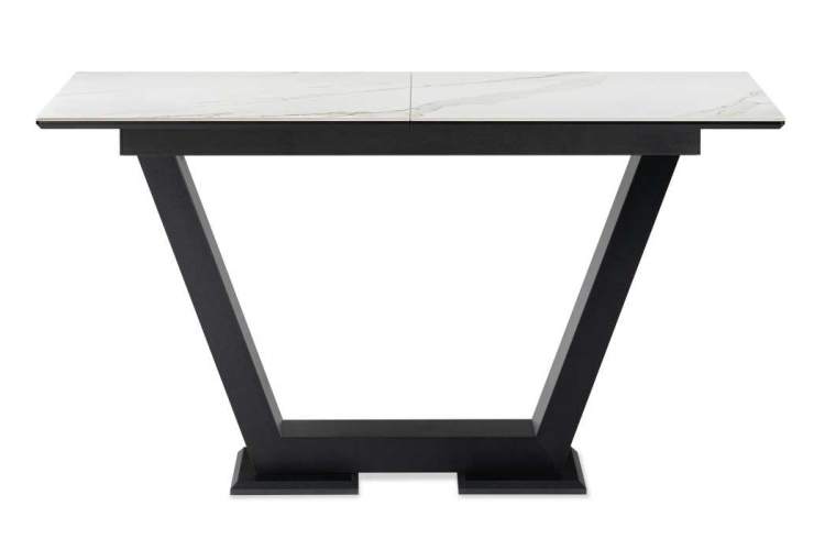 Керамический стол на тумбе Иматра 140(180)х80х76 белый мрамор / черный-1