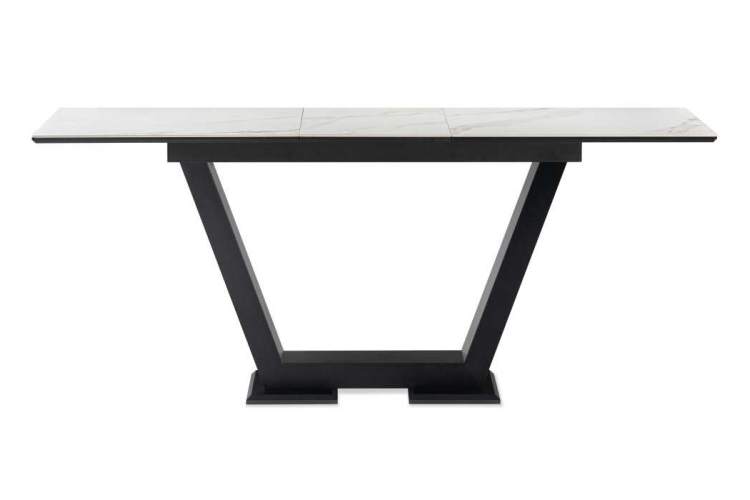 Керамический стол на тумбе Иматра 140(180)х80х76 белый мрамор / черный-2