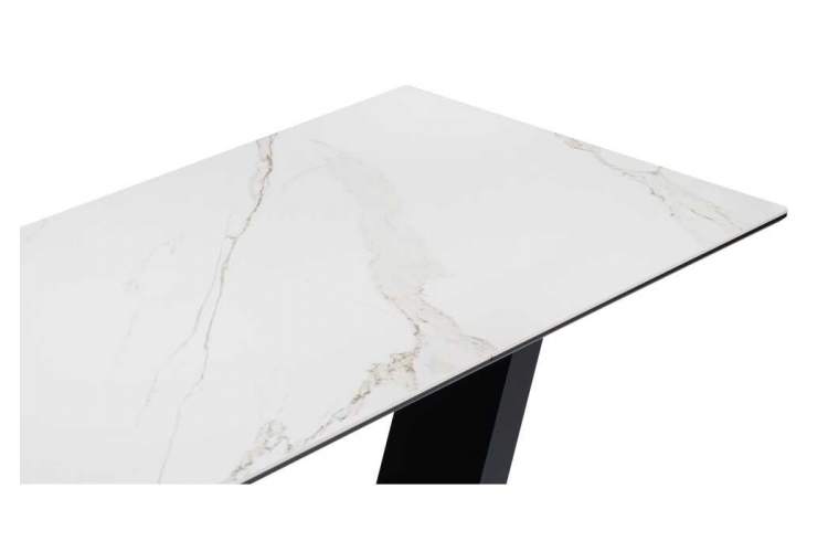 Керамический стол на тумбе Иматра 140(180)х80х76 белый мрамор / черный-4