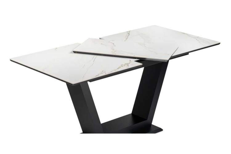 Керамический стол на тумбе Иматра 140(180)х80х76 белый мрамор / черный-5