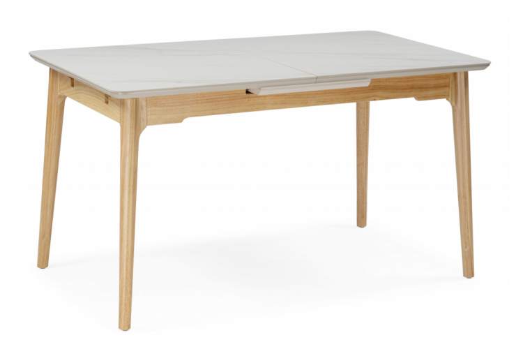 Керамический стол Halmar 140(180)x80 белый спеченный камень / светлое дерево