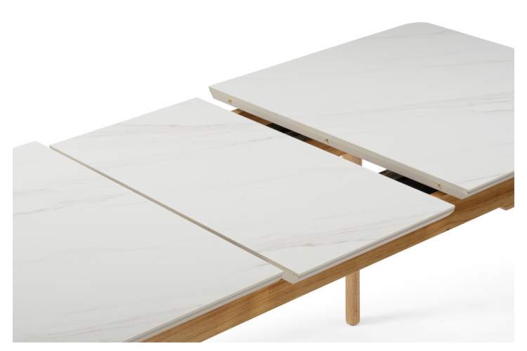 Керамический стол Halmar 140(180)x80 белый спеченный камень / светлое дерево-11