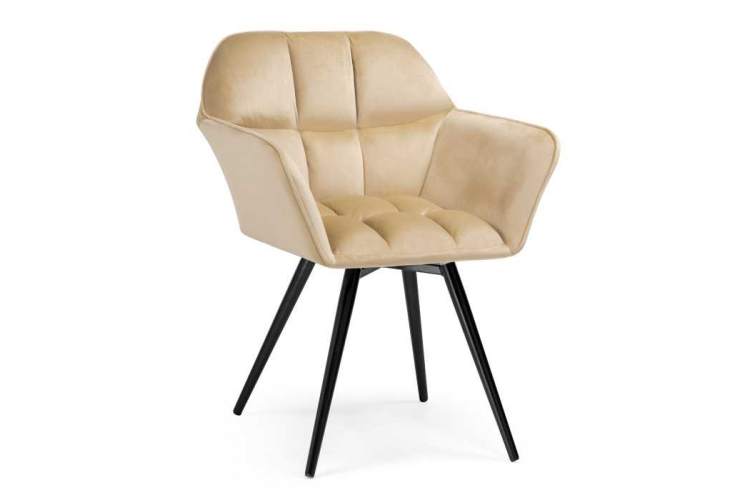 Стул на металлокаркасе Ямес крутящееся бежевый / черный глянец-1