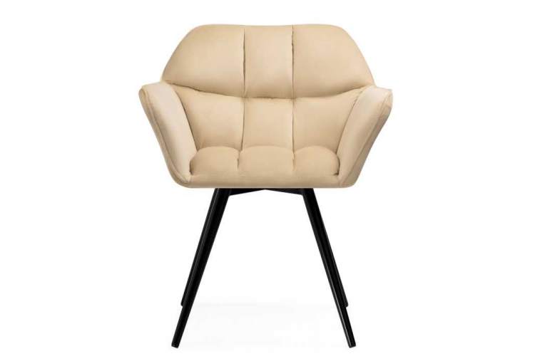 Стул на металлокаркасе Ямес крутящееся бежевый / черный глянец-2