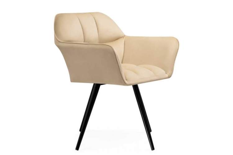 Стул на металлокаркасе Ямес крутящееся бежевый / черный глянец-3