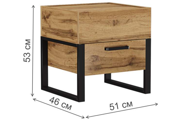 Тумба прикроватная Iris металл дуб вотан / черный муар-1