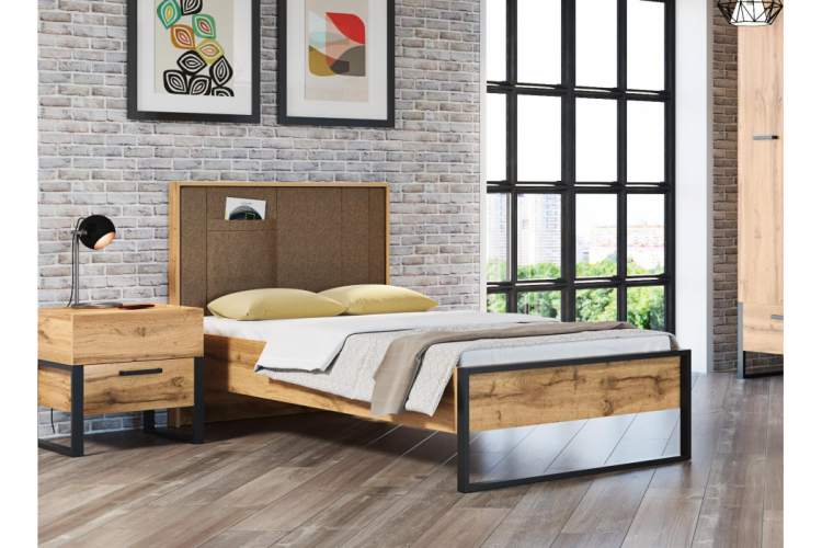 Тумба прикроватная Iris металл дуб вотан / черный муар-2