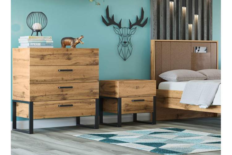 Тумба прикроватная Iris металл дуб вотан / черный муар-3