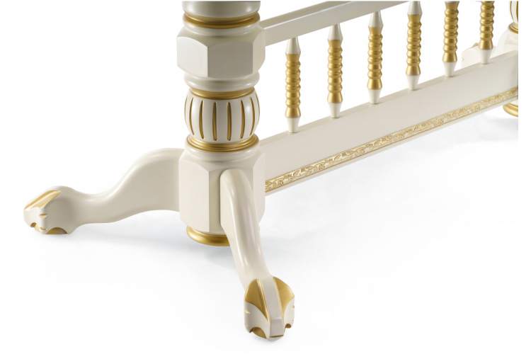 Стол деревянный Кантри крем с золотой патиной-10