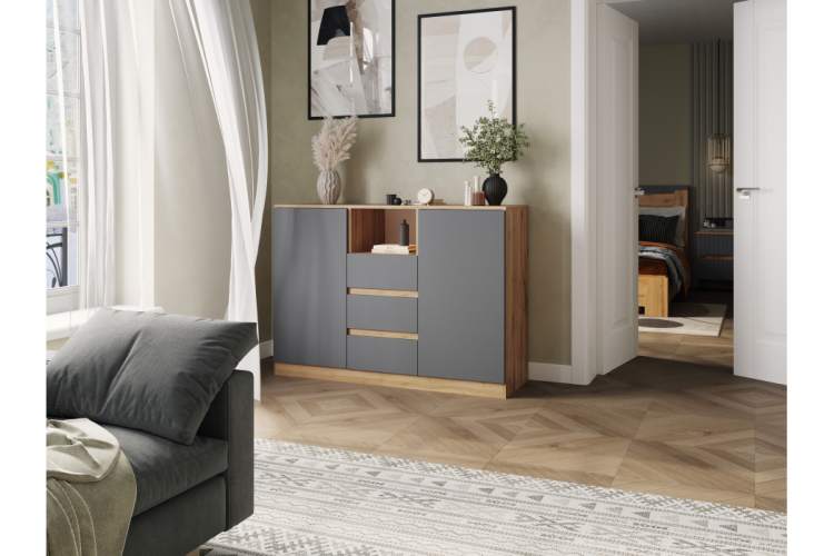 Комод Маллоу-2 дуб вотан / графит софт