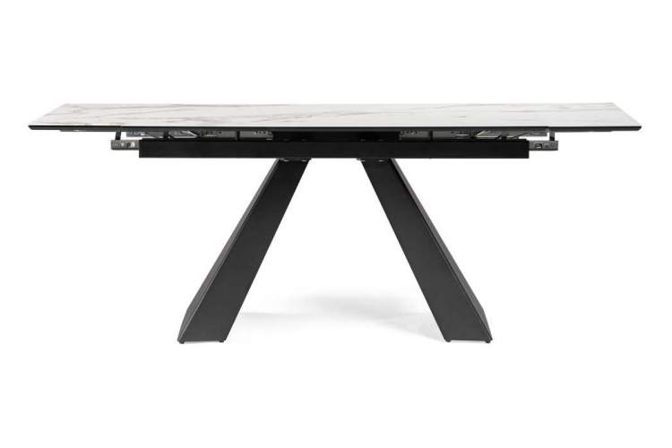 Стол стеклянный Торвальд 140(200)х80х77 белый мрамор / черный-2