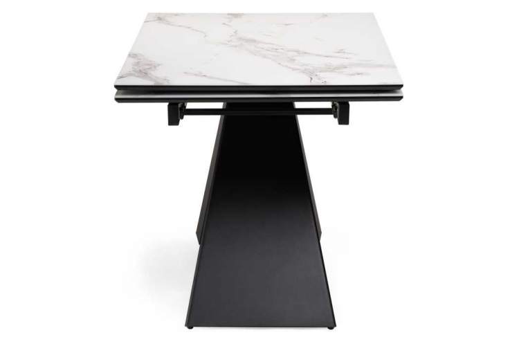 Стол стеклянный Торвальд 140(200)х80х77 белый мрамор / черный-3
