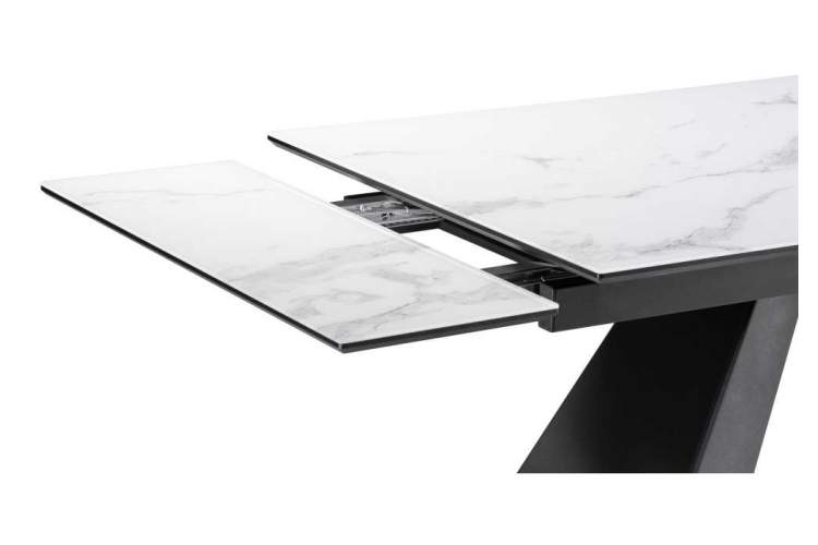 Стол стеклянный Торвальд 140(200)х80х77 белый мрамор / черный-5