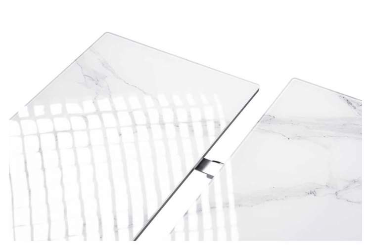 Стол стеклянный Торвальд 140(200)х80х77 белый мрамор / черный-6