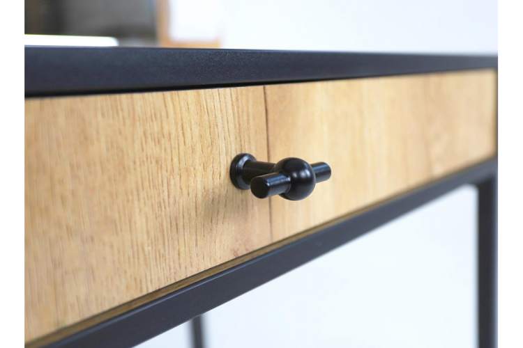 Стол деревянный Брут 6 крафт золотой / черный-9