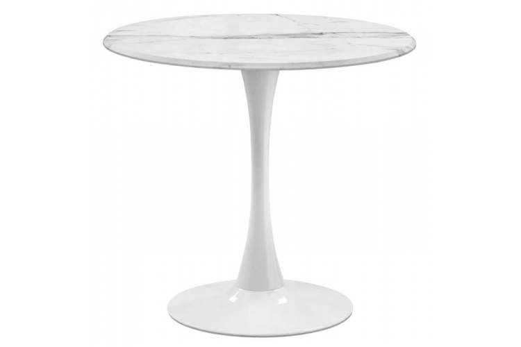 Стол деревянный Тулип 90х73 мрамор белый / белый