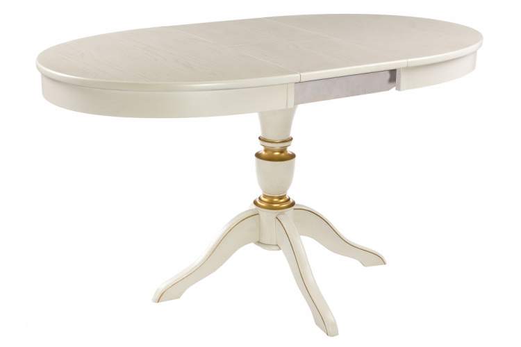 Стол деревянный Arno молочный с золотой патиной-7