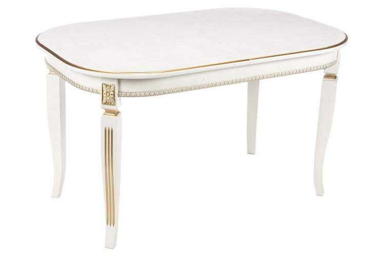 Стол деревянный Romeo молочный с золотой патиной