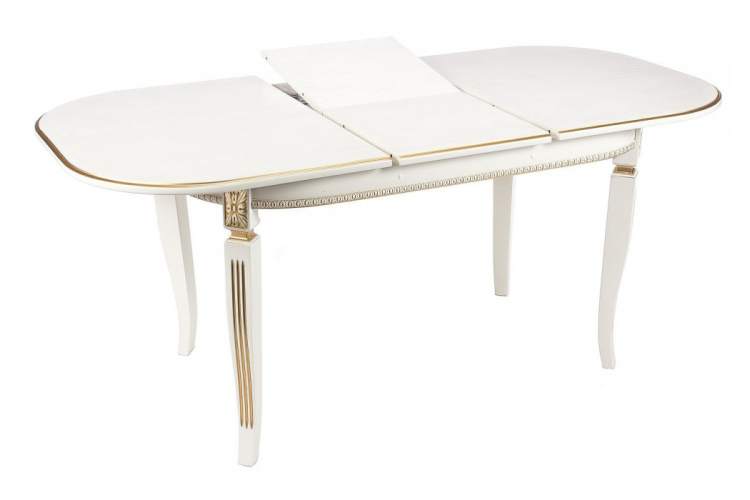 Стол деревянный Romeo молочный с золотой патиной-7