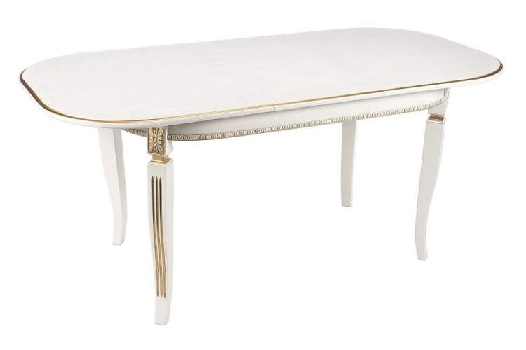 Стол деревянный Romeo молочный с золотой патиной-10