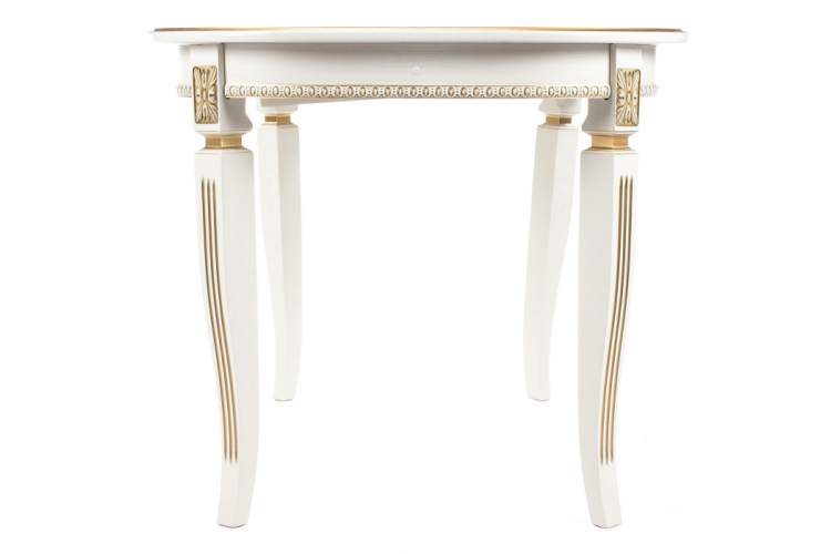 Стол деревянный Romeo молочный с золотой патиной-12