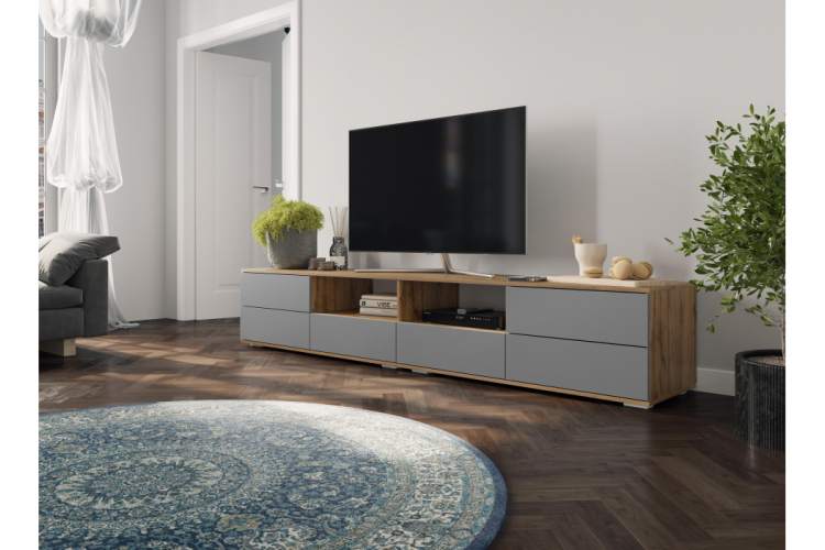 ТВ-тумба Маллоу дуб вотан / графит софт-2