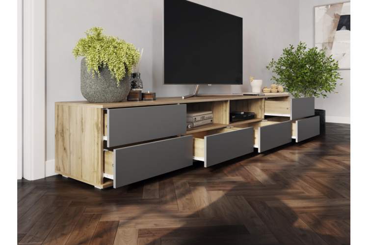 ТВ-тумба Маллоу дуб вотан / графит софт-4