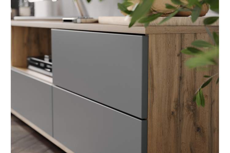 ТВ-тумба Маллоу дуб вотан / графит софт-5